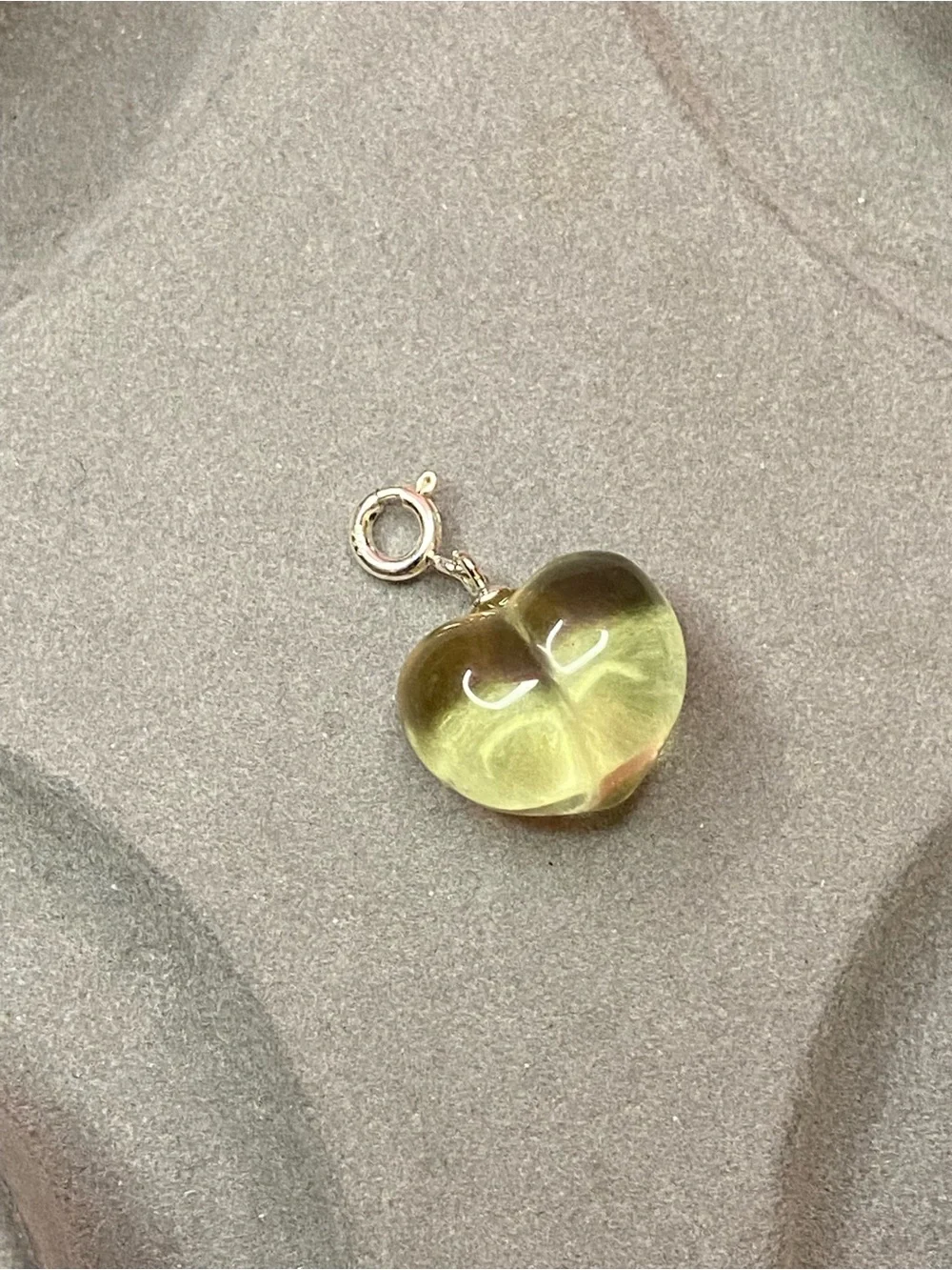 Natural Libyan Desert Glass Heart Charm or Pendant